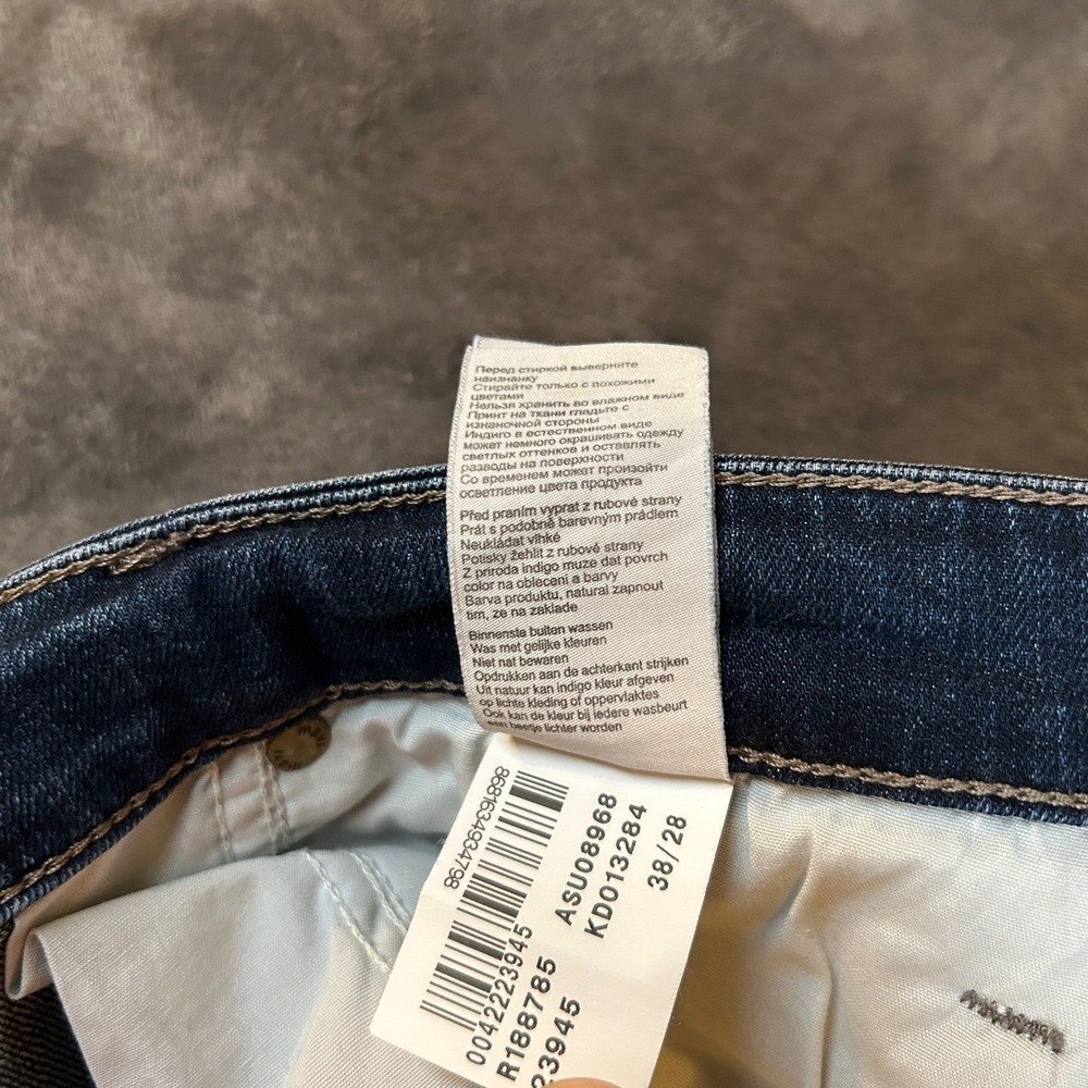 Mavi Jake Slim Leg Jeans Mens 38x28 Dark Wash Blue Distressed Stretch Denim - Picture 5 of 12